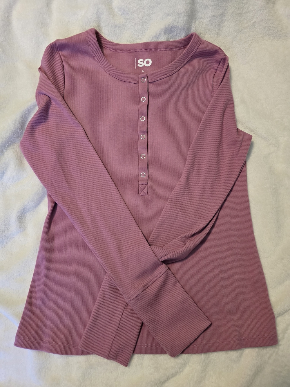 SO Mauve Pink Ribbed Henley Top